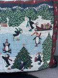 Christmas Penguins Tapestry Throw Pillow