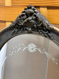 Vintage Arched Mirror with Floral Etching