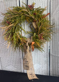 Large Faux Berry & Barley Wreath with Burlap Accent