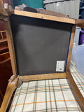 Trouvailles Furniture Co. Inc. Carved Arm Chair with Blue Leather Seat