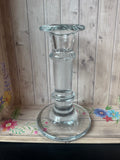 Holmegaard Danish Blue Tint Michael Bang Signed Optic Swirl Candlestick (D)