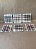 Holiday Plaid Tartan Cork Back Coasters - Set Of 6 - 2 Sets Available - PRICED INDIVIDUALLY (G)