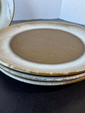 4-Piece Harkerware Brown Drip Glazed Stoneware Dinner Plates Set