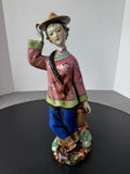 Chinese Wucai Shiwan Lady Merchant Figurine