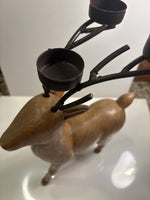 Solid Wood Reindeer Tealite Holder