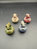 Lot Of 4 Glazed Pottery Unicorn Ducks