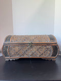 Asian Inspired Woven Bamboo & Rattan Vintage Storage Chest