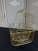 Pair of Gold Metal Heavyweight Decorative Storage Baskets