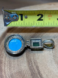 Silver Tone Pendant with Blue & Green Stones