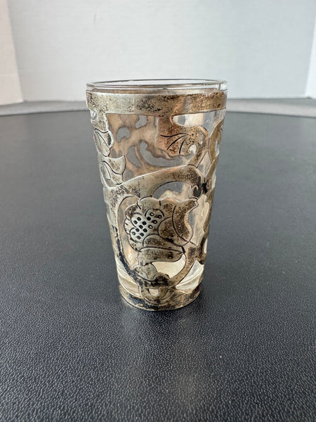 Shot Glass with Sterling Silver Reticulated Floral Case