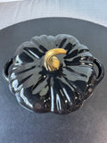 Black Smith & Clark Ironworks 2 Qt Enameled Cast Iron Pumpkin Dutch Oven