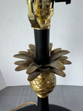Matte Black & Brass Tone Metal Pineapple Lamp (WORKS)