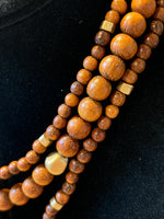 Wooden Beaded Necklace with Oval Pendant