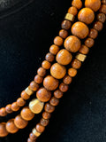 Wooden Beaded Necklace with Oval Pendant