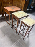 Petite Vintage Nesting Tables with Glass