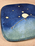 Studio Pottery Plate “Rising Moon Over North Carolina” By Steve Williams