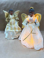 Pair Of Christmas Angels — 1 Lights Up And WORKS