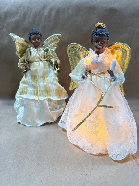 Pair Of Christmas Angels — 1 Lights Up And WORKS