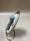 Mid-Century Pewter Praying Madonna On Metal and Onyx Sculpture