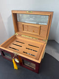 Quality Importers Venetian Cherry Wooden & Glass Humidor with Key & Accessories
