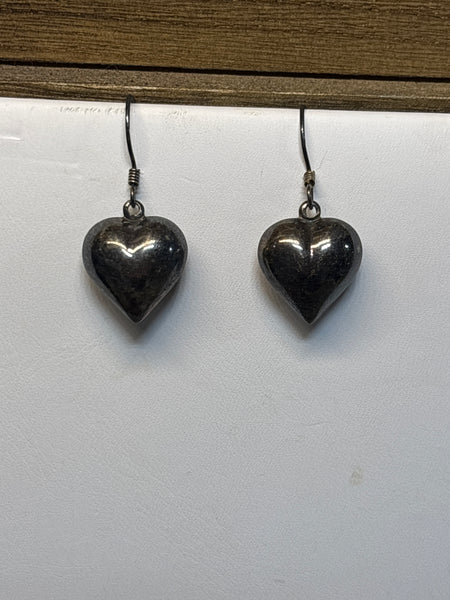 Sterling Puffy Heart Earrings