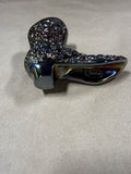 FENTON Amethyst Carnival Glass Daisy Button Iridescent Boot