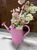 Pink Metal Watering Can w/Faux Blooming Dogwood Stems(3)