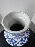 Blue & White Floral Chinoiserie Ceramic Vase