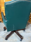 Ethan Allen Green Leather Office Chair (B)