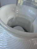 White Milk Glass & Brass Electrified Oil Hurricane Lamp (WORKS)