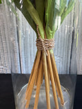 XL Cream & Green Faux Floral Arrangement in Glass Vase