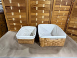 Pair of Rectangle Baskets with Fabric Liner, Set of 2 (E)