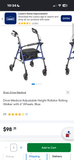 Blue Drive Medical Rollator Walker with Seat Storage