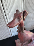 Red Cast Resin Vintage Heavyweight Whippet Dog Statue