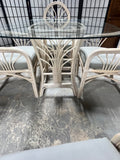 Cream Color Rattan/Glass Top Dining Table with (4) Chairs