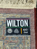 Wilton Runner D, rust/blue/cream tones, 104"x28"