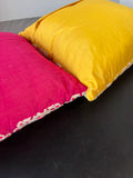 Pair of Vintage Accent Pillows with Intricate White Threadwork