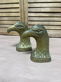 Tall Weighted Brass Eagle Head Bookends