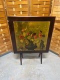 Vintage Folding Table with Painted Floral Still Life