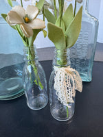 5-Piece Bud Vases & Blue Bottles with Faux Florals Lot