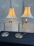 Pair of Brushed Nickel Swing Arm Table Lamps (WORKS)