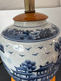 Crackled Blue & White Chinoiserie Jar Lamp (WORKS)