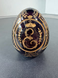 Fabergé Style Russian Amethyst Gilt Etched Glass Egg