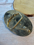 Brown Enamel Gold Tone Vintage Belt Buckle