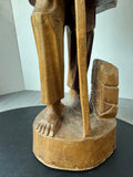 Ecuadorian Vintage Hand Carved Barefoot Traveler Large Wooden Sculpture