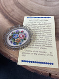 Viennese Petit Point Floral Micro Needlepoint Oval Brooch