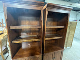 Dark Oak Lighted Bookcases/Cabinets, (2)