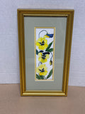 Roberta Hogan Yellow Pansies Watercolor; Signed