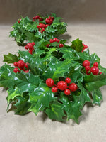 Pair Of Mini Plastic Holly Christmas Wreaths