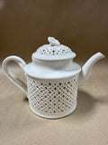 Hartley Greens Leeds Pottery Creamware Pierced Lace Teapot - With Box *** READ DESCRIPTION***